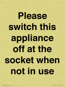Please switch this appliance off at the socket when not in use